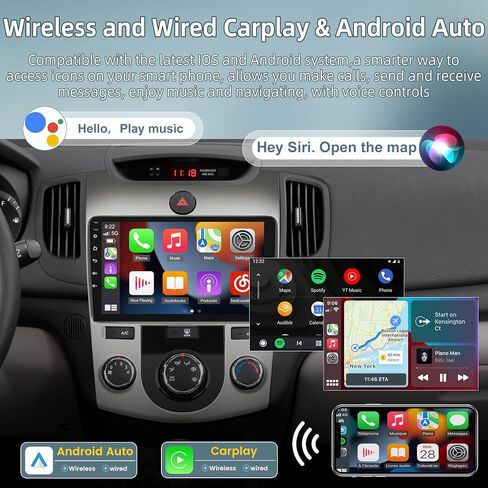 [2+64G] راديو سيارة Android 13 لسيارة Kia Forte 2009-2017 - تشغيل لاسلكي وAndroid Auto - راديو بشاشة لمس 9 بوصة مع EQ/WiFi/GPS + كاميرا رؤية خلفية AHD in Saudi Arabia