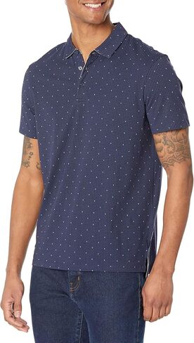 A｜X ARMANI EXCHANGE Men's Jersey Micro Print Polo Shirt in Saudi Arabia