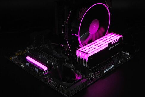 مبرد ذاكرة الوصول العشوائي EZDIY-FAB 12 فولت RGB، مبدد حرارة RGB DDR (متوافق مع ASUS Aura Sync، MSI Mystic Light Sync، ASRock Polychrome) أسود - حزمة واحدة in Kuwait