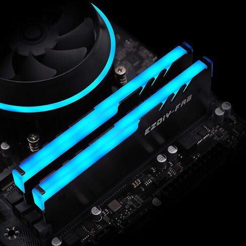 مبرد ذاكرة الوصول العشوائي EZDIY-FAB 12 فولت RGB، مبدد حرارة RGB DDR (متوافق مع ASUS Aura Sync، MSI Mystic Light Sync، ASRock Polychrome) أسود - حزمة واحدة in Kuwait