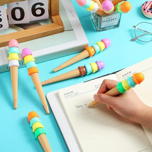 48 Pack Ice Cream Pen Assorted Color Cute Pens for Kids Ice Cream Cone Novelty Pens Novelty Cute Ink Pen Summer Ice Cream Cone Writing Pen for School Office Supplies Birthday Party (Cute Style) in Saudi Arabia