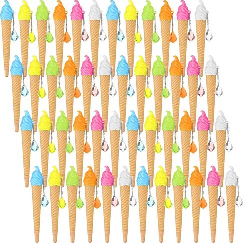 48 Pack Ice Cream Pen Assorted Color Cute Pens for Kids Ice Cream Cone Novelty Pens Novelty Cute Ink Pen Summer Ice Cream Cone Writing Pen for School Office Supplies Birthday Party (Cute Style) in Saudi Arabia