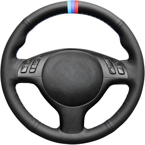MEWANT DIY Hand Stitch Artificial Leather Steering Wheel Wrap for BMW E36 E46 E39 M3 M5 525i Steering Wheel Cover in Saudi Arabia