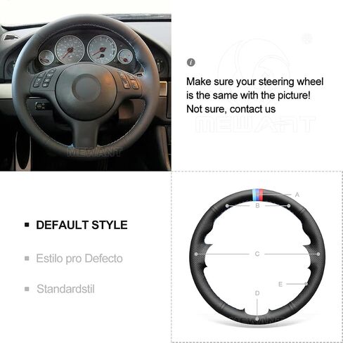 MEWANT DIY Hand Stitch Artificial Leather Steering Wheel Wrap for BMW E36 E46 E39 M3 M5 525i Steering Wheel Cover in Saudi Arabia