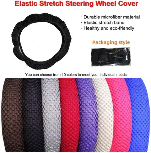 Car Steering Wheel Cover Women & Men, Universal 14.5-15 Inch Steering Wheel Covers, Soft Microfiber Car Wheel Cover Car Stuff Car Accessories Interior (Black) in Kuwait
