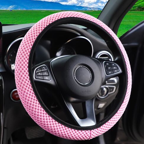 Car Steering Wheel Cover Women & Men, Universal 14.5-15 Inch Steering Wheel Covers, Soft Microfiber Car Wheel Cover Car Stuff Car Accessories Interior (Black) in Kuwait