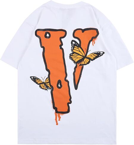 Unisex Oversized Big V Letter Printed T-Shirt Crewneck Vintage Casual Hip Hop Style Short Sleeve in Saudi Arabia