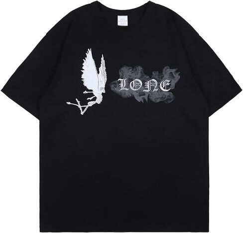 Unisex Oversized Big V Letter Printed T-Shirt Crewneck Vintage Casual Hip Hop Style Short Sleeve in Saudi Arabia