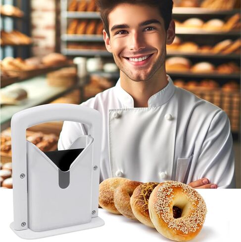 قطاعة الخبز للخبز الصغيرة والكبيرة - قطاعة الخبز الأبيض، قطاعة الخبز من الفولاذ المقاوم للصدأ، قاطع الرغيف الفرنسي المثالي مع قبضة آمنة in Kuwait