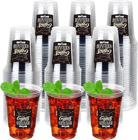 Sabary 40 Pack 16 oz Graduation Cups Class of 2024 Cups Congrats Grad Disposable Clear Plastic Cups Graduation Decoration Party Supply Drinkware for Beer, Beverage, Ice Cream(Graduation Theme) in Saudi Arabia