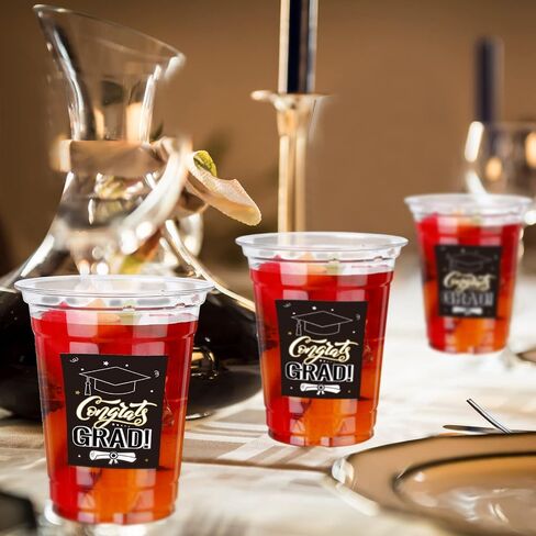 Sabary 40 Pack 16 oz Graduation Cups Class of 2024 Cups Congrats Grad Disposable Clear Plastic Cups Graduation Decoration Party Supply Drinkware for Beer, Beverage, Ice Cream(Graduation Theme) in Saudi Arabia