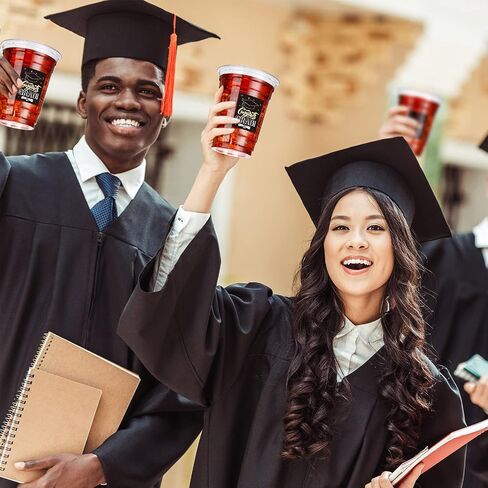 Sabary 40 Pack 16 oz Graduation Cups Class of 2024 Cups Congrats Grad Disposable Clear Plastic Cups Graduation Decoration Party Supply Drinkware for Beer, Beverage, Ice Cream(Graduation Theme) in Saudi Arabia