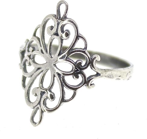 Silver Filigree ring band, Sterling silver 925 ring, Rustic oxidized ring, Victorian silver ring, Antique ring (8) in Saudi Arabia