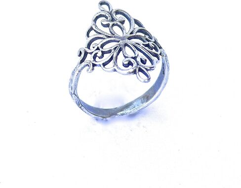Silver Filigree ring band, Sterling silver 925 ring, Rustic oxidized ring, Victorian silver ring, Antique ring (8) in Saudi Arabia
