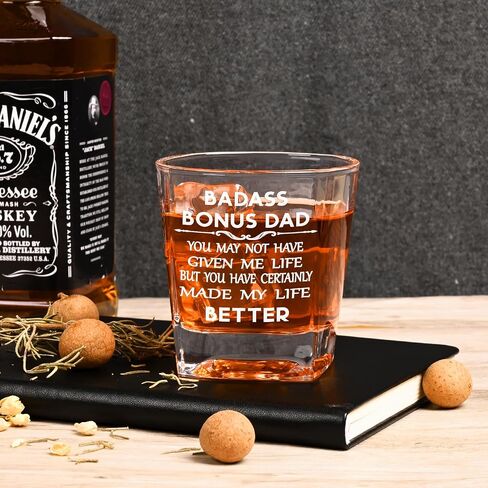 Futtumy Step Dad Gifts Fathers Day, You May Not Have Given Me Life But You Certainly Made My Life Better Whiskey Glass, Bonus Dad Gifts for Step Dad Stepfather Stepdad Fathers Day Birthday Christmas in Saudi Arabia