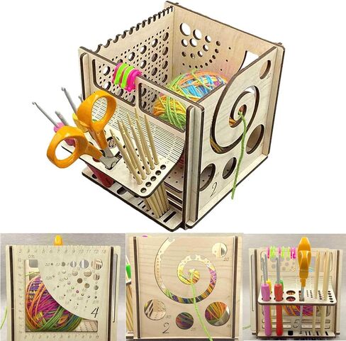 All-in-one Wooden Yarn Bowl, Wooden Yarn Bowl Knitting Bowl, Knitting Bag Yarn Storage, Handmade Yarn Tool Holder, Crocheting Accessories, Knitting Bowls for Knitters Great Gift for Crochet Lovers in Saudi Arabia