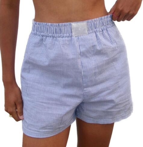 Cute Stripe Lounge Shorts for Women Casual Plaid Pajama Shorts Elastic Low Waist Sleep Boxer Shorts Summer in Saudi Arabia