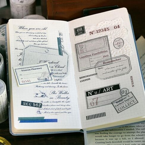 6 قطع من شريط Alideco الإنجليزي البسيط مذكرات الزمن وشريط واشي رائع لمستلزمات مجلة الرصاص والفنون وسجل القصاصات والحرف اليدوية اليدوية والمخططين (shiguanghuiyilu) in Kuwait