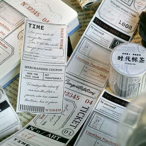 6 قطع من شريط Alideco الإنجليزي البسيط مذكرات الزمن وشريط واشي رائع لمستلزمات مجلة الرصاص والفنون وسجل القصاصات والحرف اليدوية اليدوية والمخططين (shiguanghuiyilu) in Kuwait