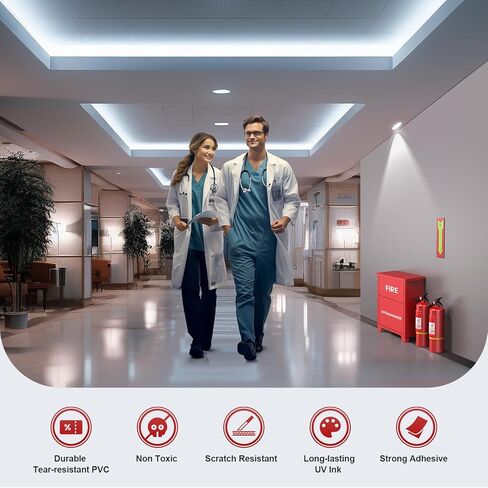 علامة طفاية حريق متوهجة في الظلام - دعامة لاصقة - أحبار الأشعة فوق البنفسجية على بولي كلوريد الفينيل المقاوم للتمزق - غير كهربائية - مقاومة للخدش - 12 × 4 بوصات لرؤية 50 قدمًا (عبوتان) in Saudi Arabia