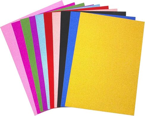 10 Sheets Glitter Cardstock Paper, Non Adhesive Card Stock, Craft Paper for DIY Scrapbook Paper, Creating Greeting Cards, Cake Toppers, Party Decoration (Rose Gold) in Saudi Arabia