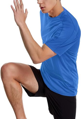 Men's Workout Shirts Lightweight Sun Protection SPF Quick Dry T-Shirts Fishing Hiking Running in Kuwait