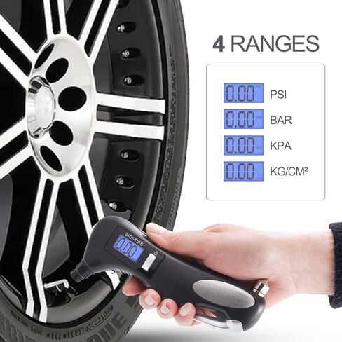 مقياس ضغط الإطارات الرقمي، مقياس ضغط الإطارات الرقمي 150 رطل لكل بوصة مربعة لضغط الإطارات، مقياس ضغط الإطارات 5 في 1 رقمي للسيارات in Kuwait