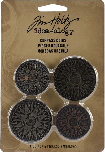 Compass Coins by Tim Holtz Idea-ology, Pack of 4, Assorted Finishes, TH93061 in Saudi Arabia