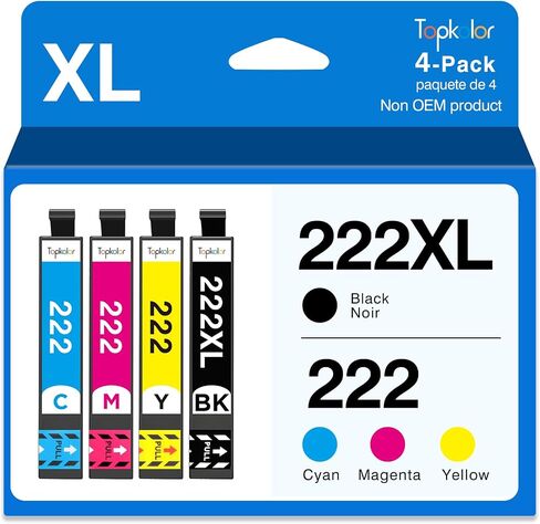 222XL Ink Cartridges Replacement for Epson 222XL Ink cartridges Combo Pack 222 XL T222XL 222 Ink Cartridges Works with Epson Workforce WF-2960, Expression XP-5200 Printer (4 Packs) in Saudi Arabia