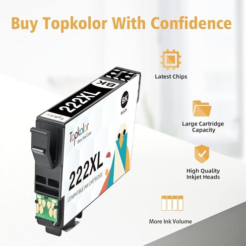 خراطيش حبر 222XL بديلة لخراطيش الحبر Epson 222XL Combo Pack 222 XL T222XL 222 خراطيش الحبر تعمل مع Epson Workforce WF-2960، طابعة Expression XP-5200 (4 حزم) in Saudi Arabia