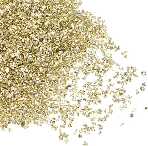 Crushed Glass Chips - [1-3mm x 20g] Irregular Metallic Glass Bright Golden for DIY Decoration Nail Art Use, Electroplated Surface in Saudi Arabia