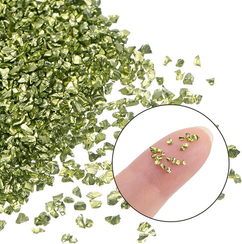 Crushed Glass Chips - [1-3mm x 20g] Irregular Metallic Glass Bright Golden for DIY Decoration Nail Art Use, Electroplated Surface in Saudi Arabia