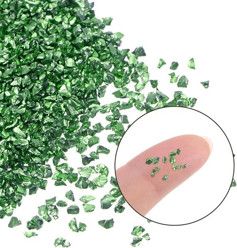 Crushed Glass Chips - [1-3mm x 20g] Irregular Metallic Glass Bright Golden for DIY Decoration Nail Art Use, Electroplated Surface in Saudi Arabia