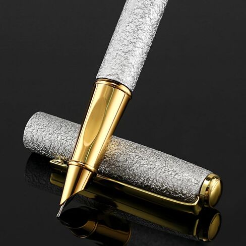 Luxury Fountain Pen Set, 0.5mm Fancy pens Smooth Writing Fine Nib Pen with 8 Ink CartridgesPen Nice pens Executive Office Pen Best Gift for Men Women(Black) in Saudi Arabia