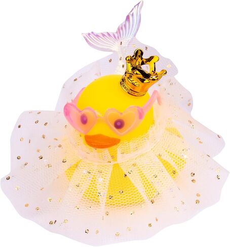 Duck Car Dashboard Decoration, Rubber Duck Car Ornament with Mini Crown Skirt Glasses Cute Prop in Kuwait