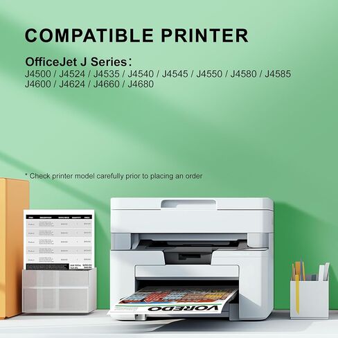 901XL 901 حبر خراطيش حبر معاد تصنيعها عالية الإنتاجية بديلة لخراطيش حبر HP 901 لخراطيش حبر HP 901 XL تعمل مع Officejet 4500 J4524 J4540 J4550 J4580 J4624 J4680 (أسود، ملون، عبوتان) in Kuwait