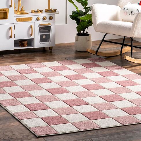 nuLOOM Aubrey Checkered Kids Area Rug, 4x6, Pink in Saudi Arabia