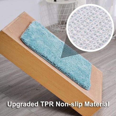 3 Pieces Luxury Bathroom Rug Set with U-Shaped Toilet Rug, Non-Slip Rubber Bottom, Thick Microfiber Fluffy Plush, Water absorption, Quick Dry, Ultra Soft, Bath Mats for Bathroom, Tub(Lake Blue) in Saudi Arabia