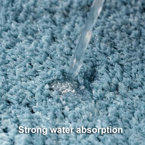 3 Pieces Luxury Bathroom Rug Set with U-Shaped Toilet Rug, Non-Slip Rubber Bottom, Thick Microfiber Fluffy Plush, Water absorption, Quick Dry, Ultra Soft, Bath Mats for Bathroom, Tub(Lake Blue) in Saudi Arabia