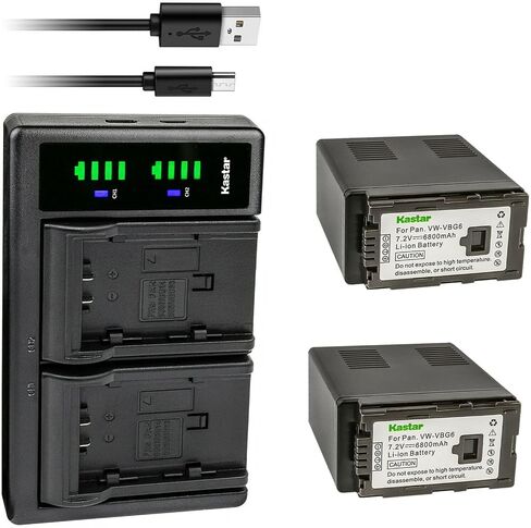 Kastar VW-VBG6 LTD2 USB Battery Charger Replacement for Panasonic VW-VBG6GK, VW-VBG6GK VW-VBG6PPK, CGA-E625, AG-HMC73MC, AG-HMC80, AG-HMC83MC, AG-HMC150, AG-HMC151E, AG-HMC153MC Camera in Saudi Arabia