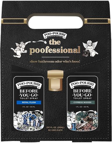 بخاخ المرحاض Poo-Pourri Before-You-Go، مجموعة هدايا عيد الأب، بحجم جيب بحجم 1 أونصة سائلة - خشب السرو وRoyal Flush in Saudi Arabia