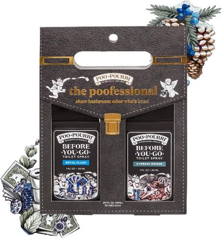 بخاخ المرحاض Poo-Pourri Before-You-Go، مجموعة هدايا عيد الأب، بحجم جيب بحجم 1 أونصة سائلة - خشب السرو وRoyal Flush in Saudi Arabia