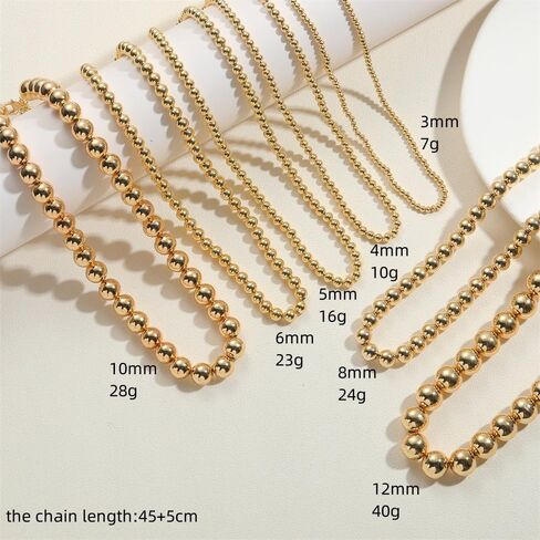 FUNOJOY Gold Beaded Necklace for Women Dainty Choker Necklace,18K Gold Plated Bead Chain Chunky Choker Necklace for Women Fashion Jewelry for Gift in Saudi Arabia