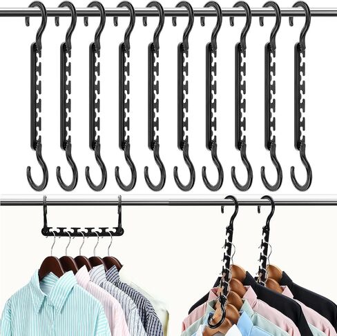 Boxusa Hangers-Space-Saving 15 Pack, Upgraded Sturdy Closet-Organizers-Hangers, Clothes Magic-Hanger-Organizer, College-Dorm-Room-Essentials, Plastic Space-Saver-Hangers for Wardrobe Bedroom (Black) in Saudi Arabia
