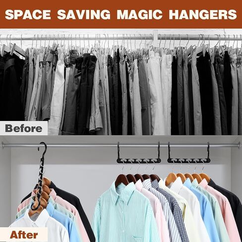 Boxusa Hangers-Space-Saving 15 Pack, Upgraded Sturdy Closet-Organizers-Hangers, Clothes Magic-Hanger-Organizer, College-Dorm-Room-Essentials, Plastic Space-Saver-Hangers for Wardrobe Bedroom (Black) in Saudi Arabia