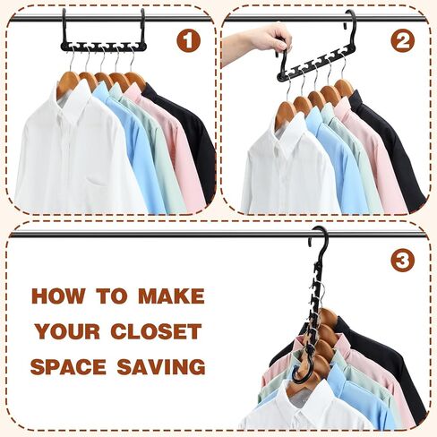Boxusa Hangers-Space-Saving 15 Pack, Upgraded Sturdy Closet-Organizers-Hangers, Clothes Magic-Hanger-Organizer, College-Dorm-Room-Essentials, Plastic Space-Saver-Hangers for Wardrobe Bedroom (Black) in Saudi Arabia
