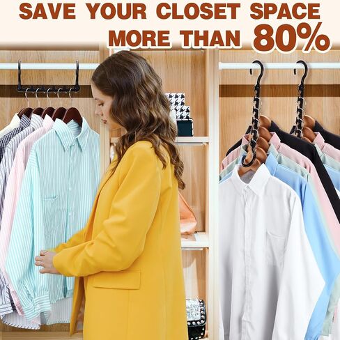 Boxusa Hangers-Space-Saving 15 Pack, Upgraded Sturdy Closet-Organizers-Hangers, Clothes Magic-Hanger-Organizer, College-Dorm-Room-Essentials, Plastic Space-Saver-Hangers for Wardrobe Bedroom (Black) in Saudi Arabia