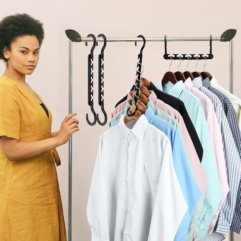 Boxusa Hangers-Space-Saving 15 Pack, Upgraded Sturdy Closet-Organizers-Hangers, Clothes Magic-Hanger-Organizer, College-Dorm-Room-Essentials, Plastic Space-Saver-Hangers for Wardrobe Bedroom (Black) in Saudi Arabia
