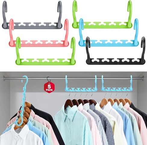 Boxusa Hangers-Space-Saving 15 Pack, Upgraded Sturdy Closet-Organizers-Hangers, Clothes Magic-Hanger-Organizer, College-Dorm-Room-Essentials, Plastic Space-Saver-Hangers for Wardrobe Bedroom (Black) in Saudi Arabia