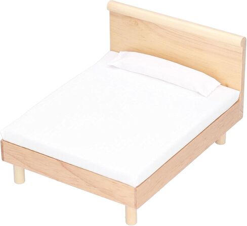 نموذج سرير مزدوج لبيت الدمى 1:12، سرير صغير محمول مصنوع من مادة البلوط لتزيين أثاث بيت الدمى in Kuwait